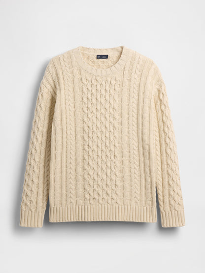 Bej Relaxed Cable-knit Kazak