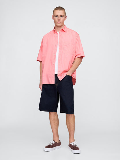 Açık Pembe Organik Pamuk Oversize Poplin Gömlek