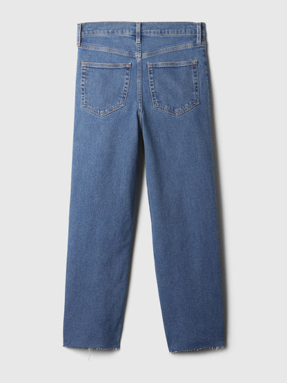 Koyu Mavi High Rise Stride Wide-leg Ankle Jean Pantolon