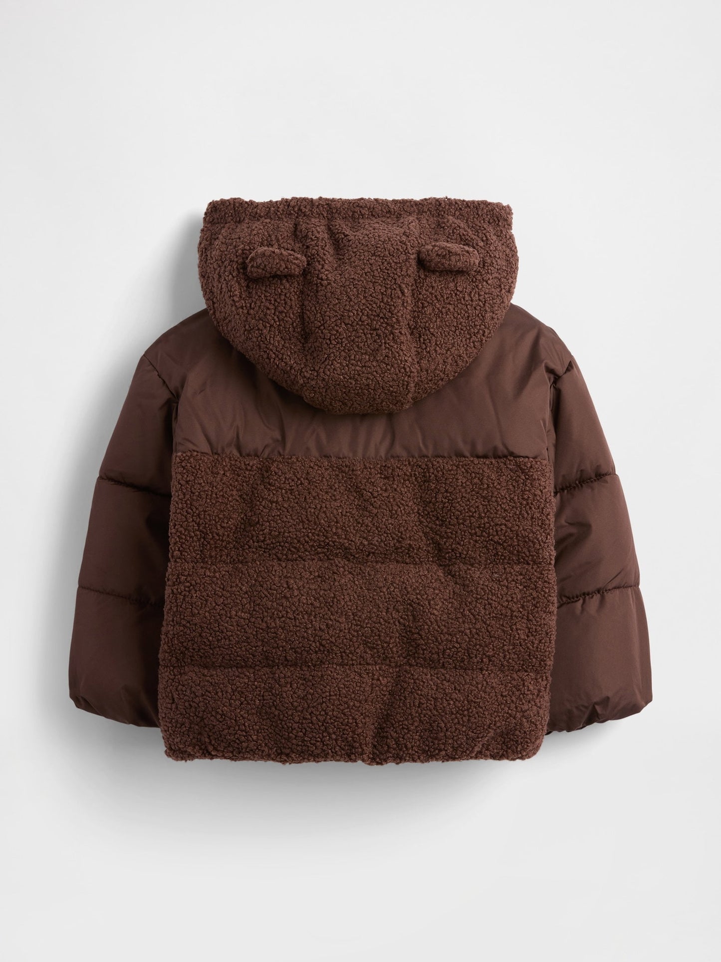 Kahverengi Recycled Sherpa Ayı Puffer Şişme Mont
