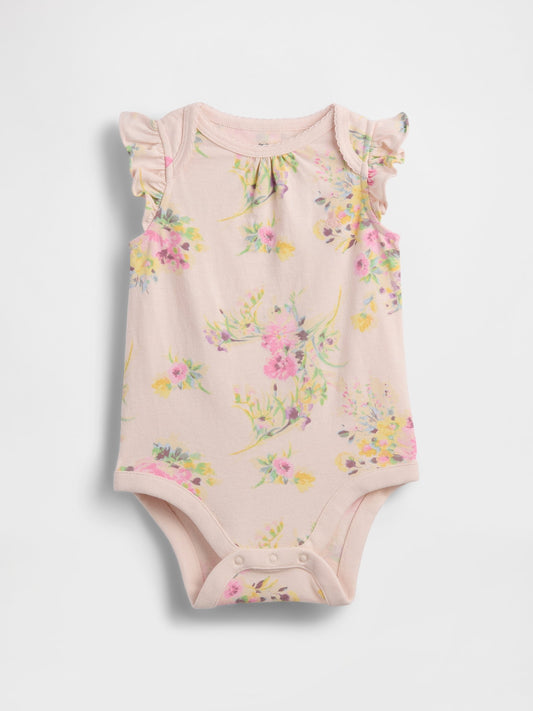 Pembe First Favorites Organik Pamuk Flutter-sleeve Bodysuit
