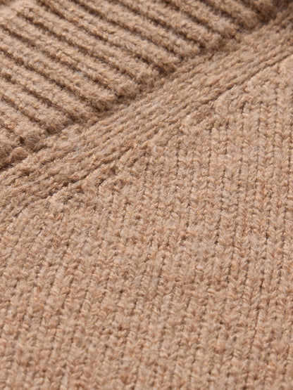 Kahverengi Cashsoft Oversize V Yaka Kazak