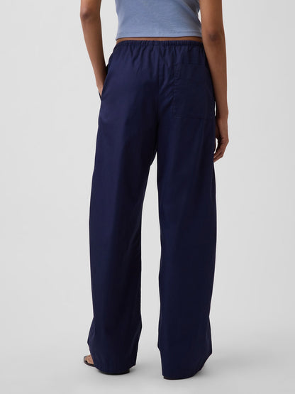 Lacivert Poplin Easy Barrel Pantolon
