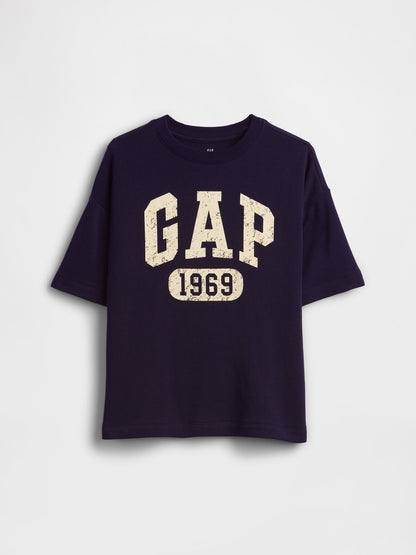 Gri Fransız Havlu Kumaş Relaxed Gap Logo T-shirt