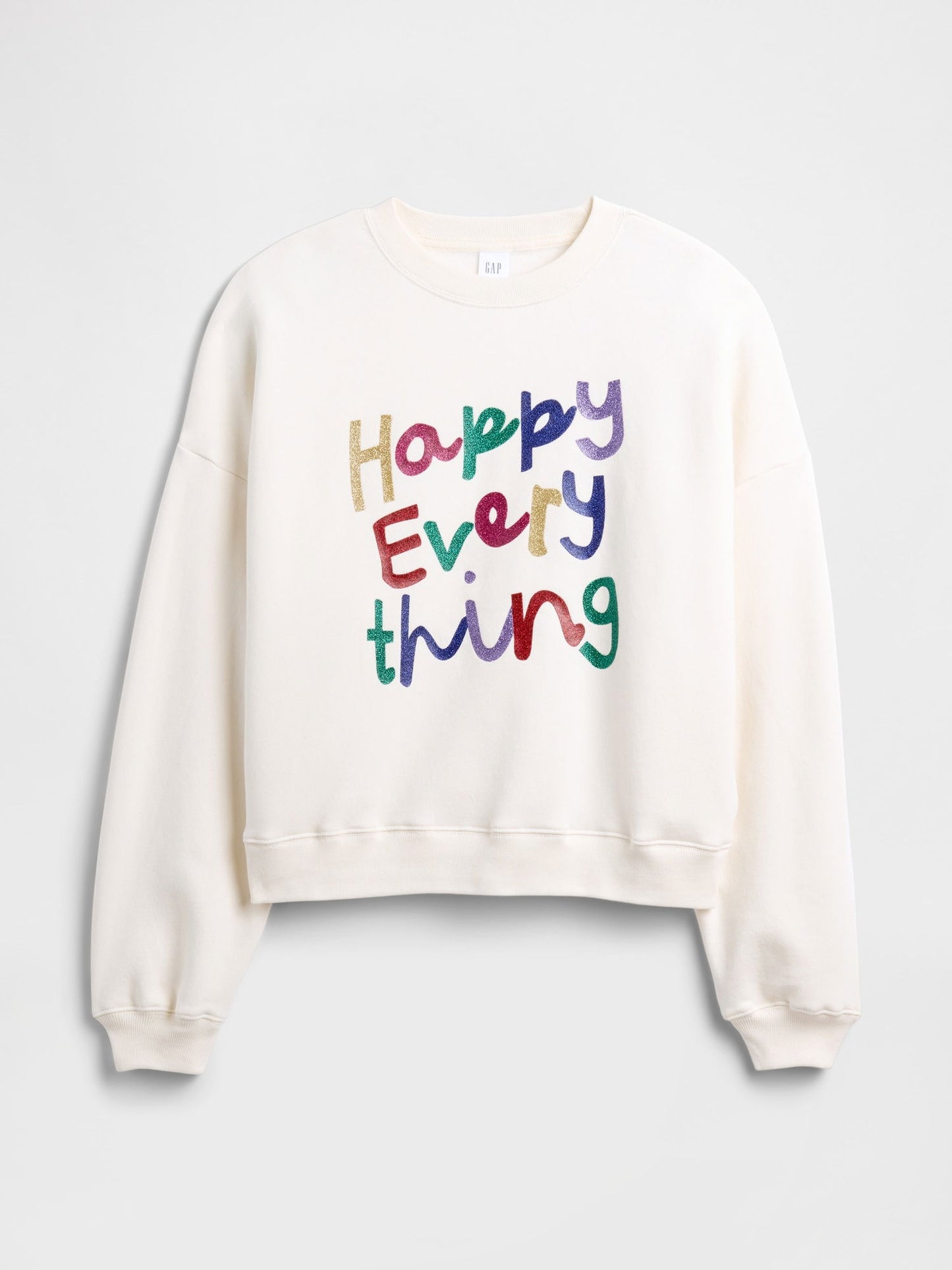 Kırık Beyaz Oversized Grafik Baskılı Sweatshirt