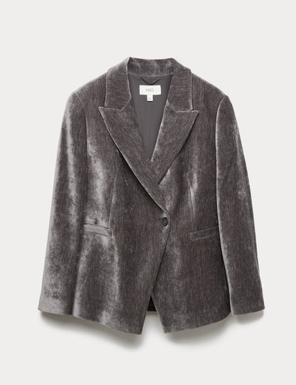 Dokulu Kadife Blazer Ceket