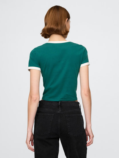 Kırık Beyaz Gap Logo Crop T-shirt