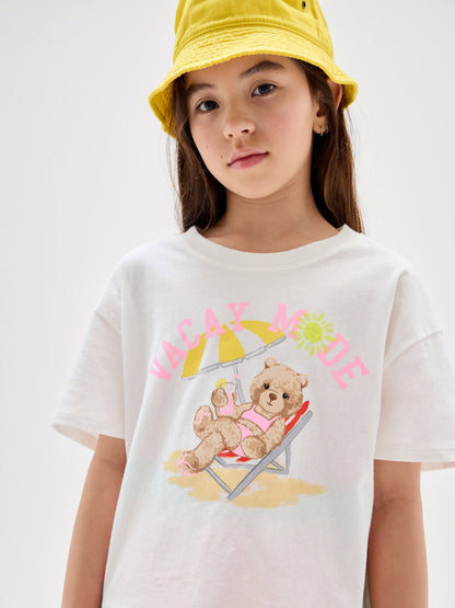 Açık Mavi Relaxed Grafik Baskılı T-shirt