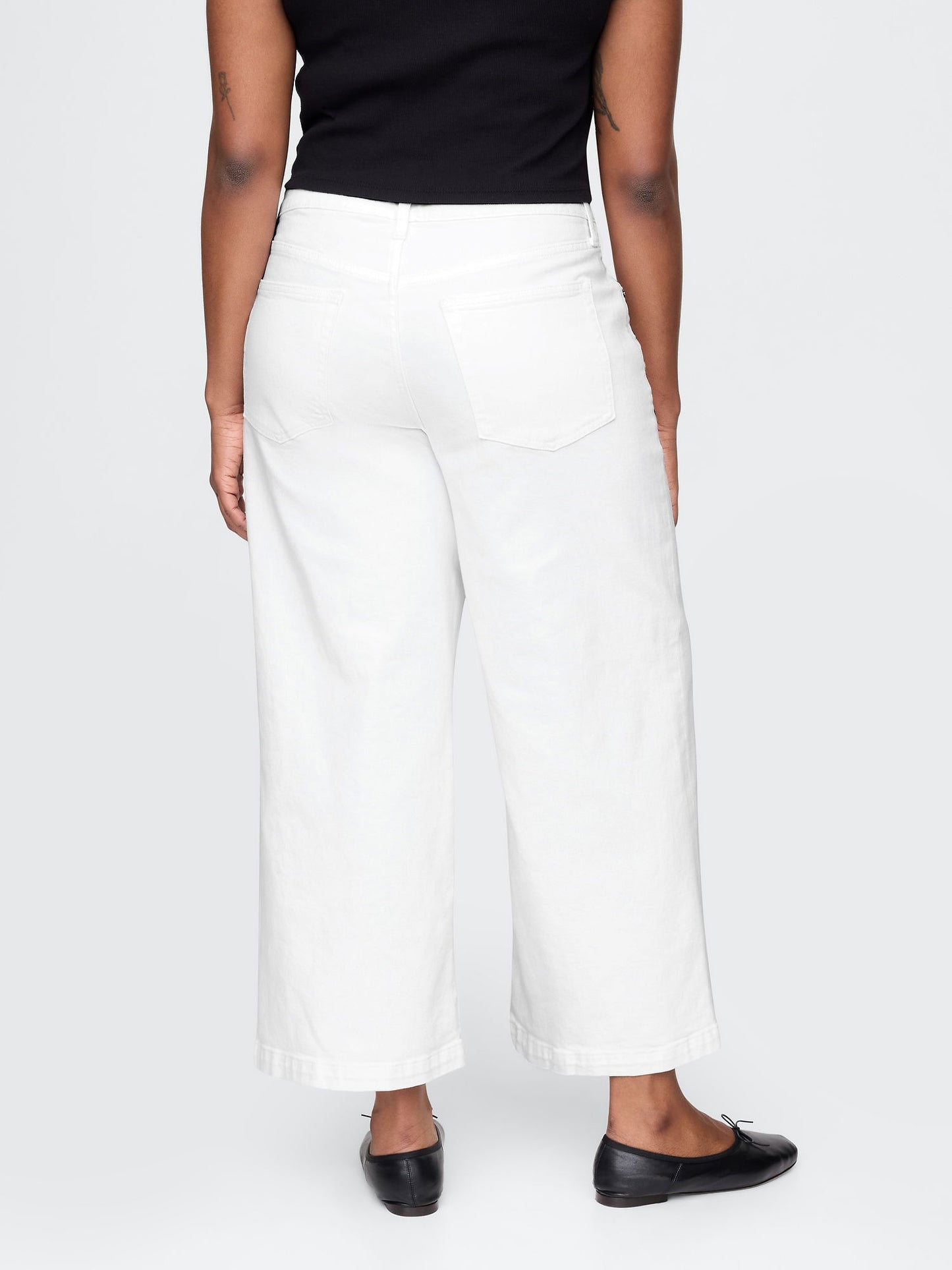 Beyaz High Rise Stride Wide-leg Ankle Jean Pantolon