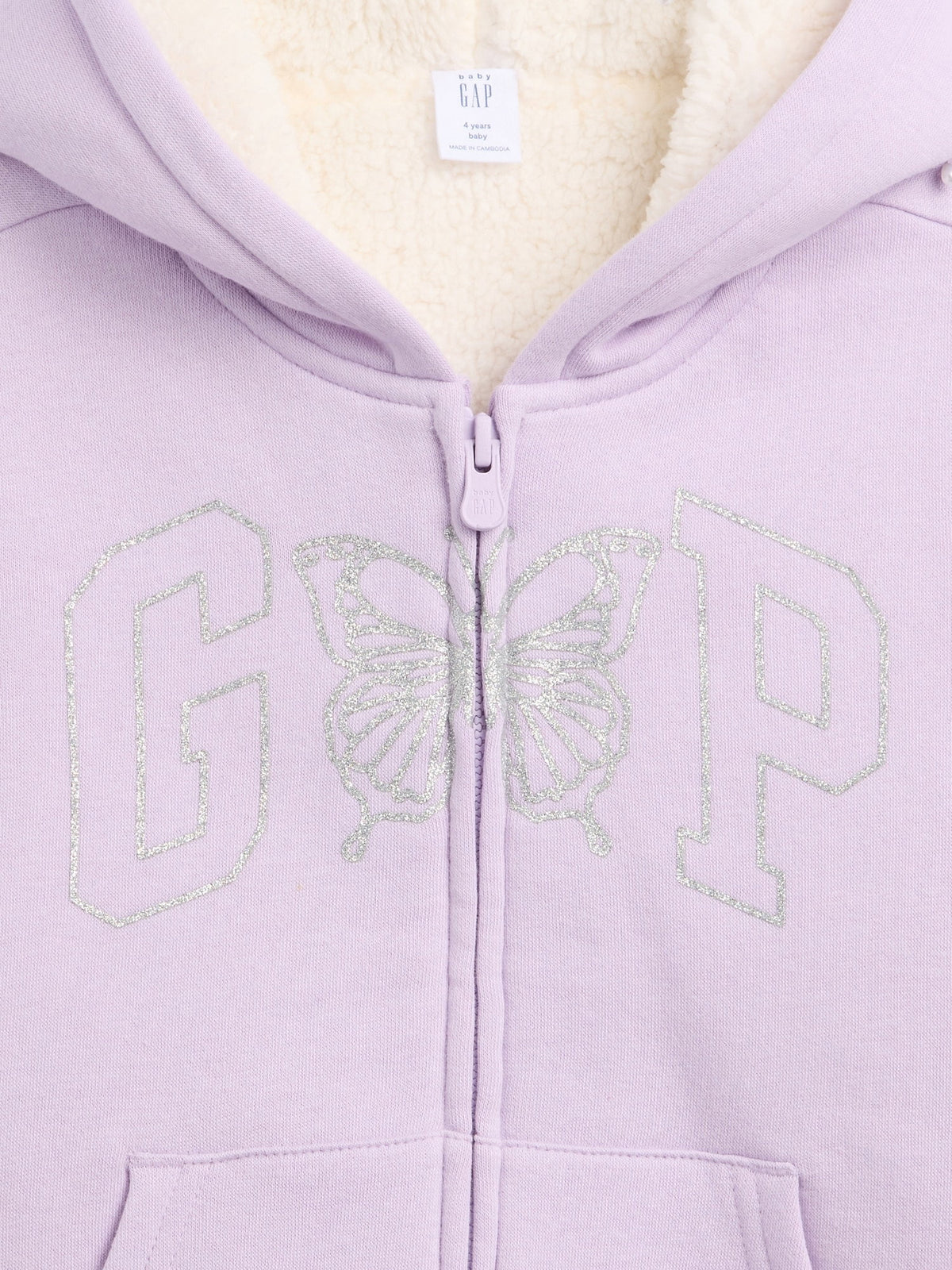 Lila Sherpa Astarlı Logo Fermuarlı Sweatshirt