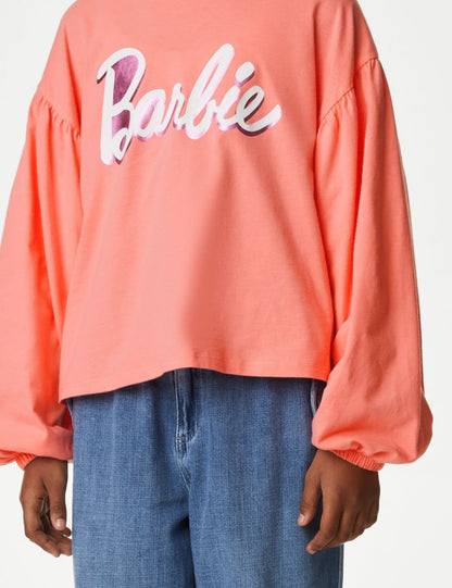 Saf Pamuklu Uzun Kollu Barbie™ T-shirt (5-16 Yaş)