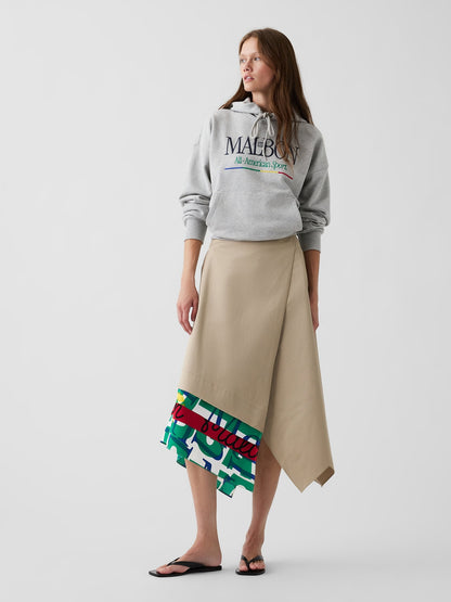 Bej Gap × Malbon Twill Handkerchief Maxi Etek