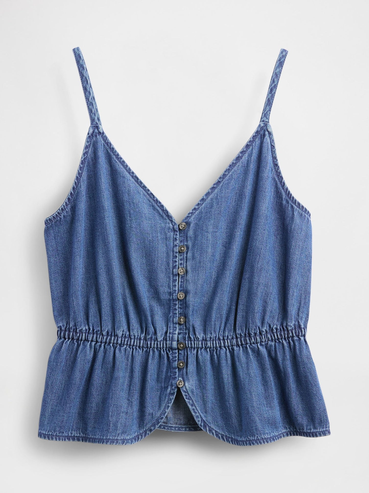 Denim Mavi Denim Peplum Cami Bluz