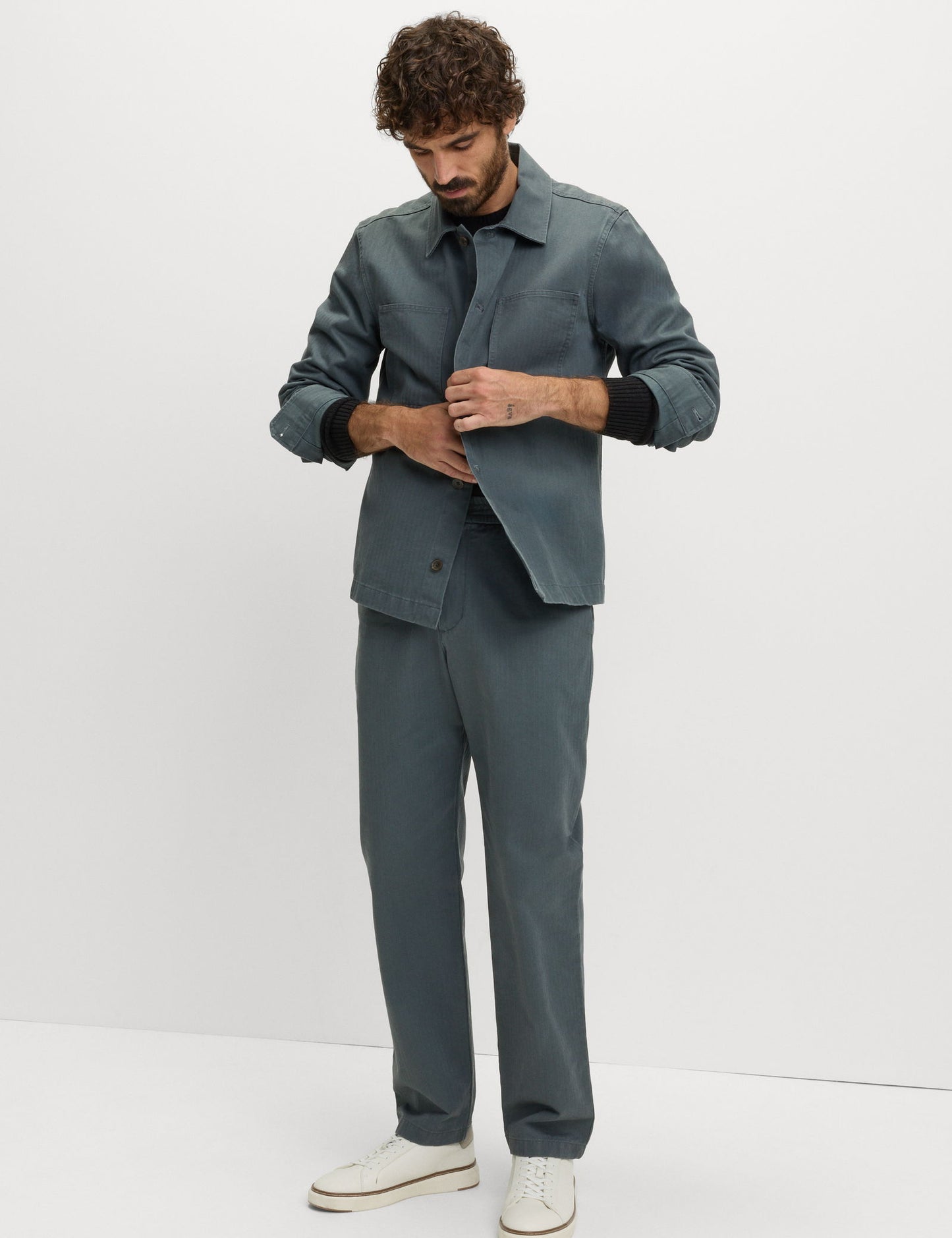 Pure Cotton Herringbone Pantolon