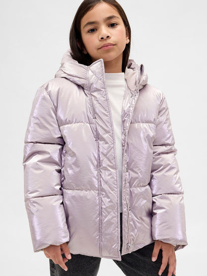 Lila Puffer Şişme Mont