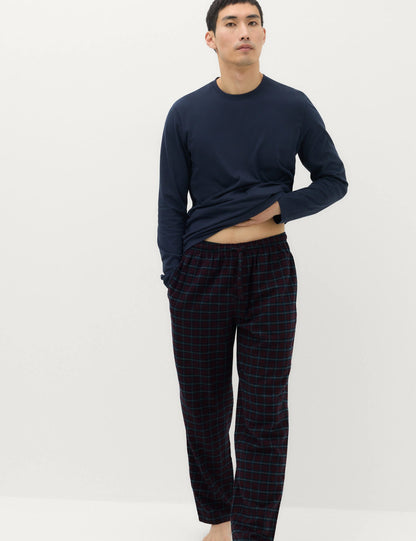 Saf Pamuk Kareli Pijama Takımı