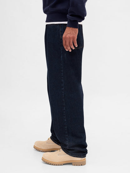 Koyu Mavi Baggy Jean Pantolon