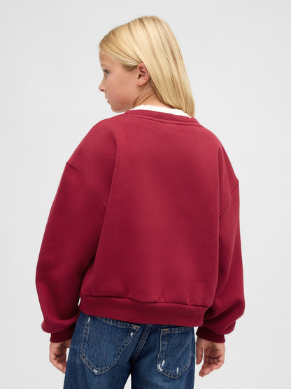 Kırmızı Oversized Wedge Bisiklet Yaka Sweatshirt