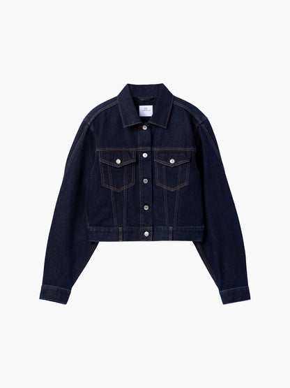 Koyu Mavi Gap × Victoria Beckham Relaxed Crop Denim Ceket