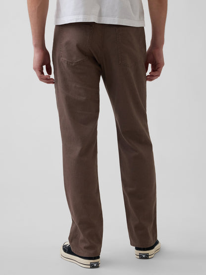 Kahverengi Keten Karışımlı Relaxed Straight Pantolon