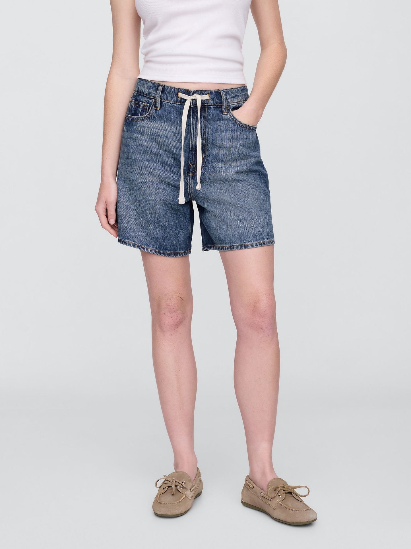 Mavi High Rise Denim Şort