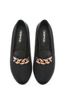 Kadın Siyah Deri Maskülen Loafer