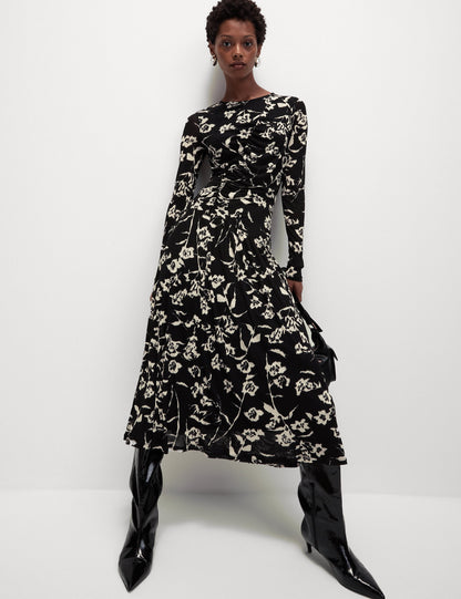 Desenli Jersey Midi Elbise