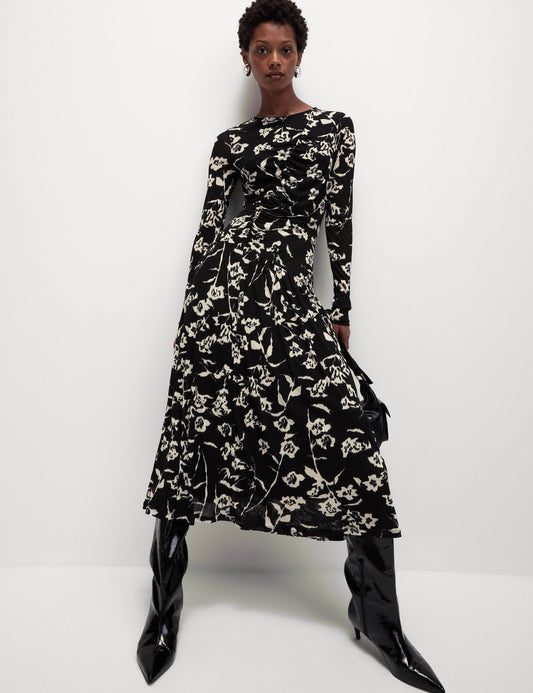 Desenli Jersey Midi Elbise