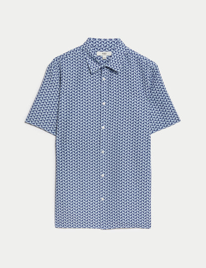 Regular Fit Kısa Kollu Desenli Gömlek