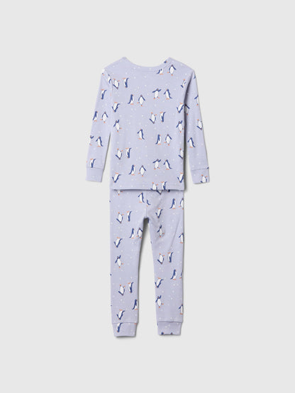 Açık Mavi %100 Organik Pamuk Penguin Pijama Seti