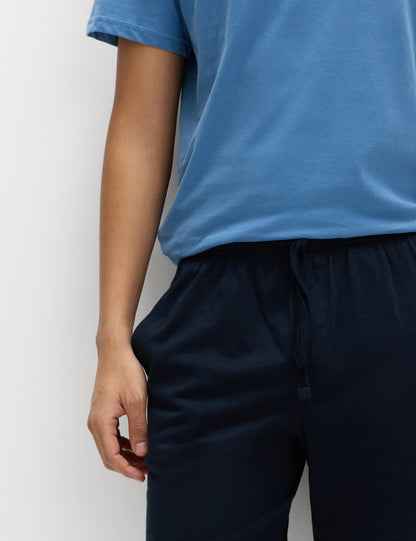 Saf Pamuklu Kısa Kollu Pijama Takımı