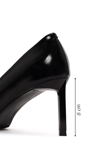 Kadın Siyah Ince Topuklu Rugan Deri Stiletto