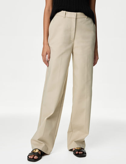 Yüksek Bel Wide Leg Chino Pantolon