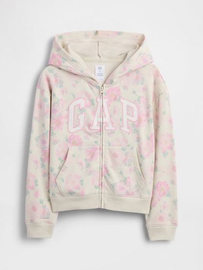 Açık Pembe Relaxed Gap Logo Fransız Havlu Kumaş Fermuarlı Sweatshirt