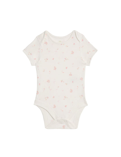 7'li Saf Pamuklu Çiçekli Bodysuit Seti (5-3 Yaş)