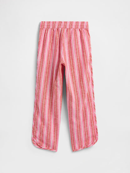 Pembe Pull-on Keten Karışımlı Pantolon