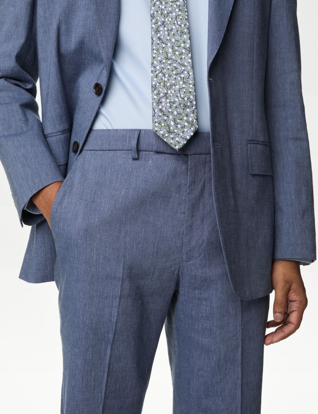 Tailored Fit Klasik Keten Pantolon