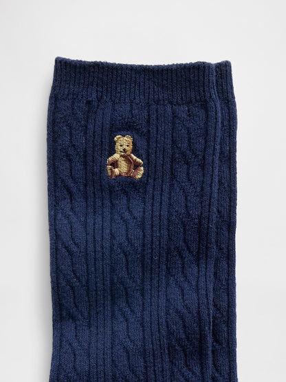 Açık Mavi Brannan Bear Cable-knit Crew Çorap