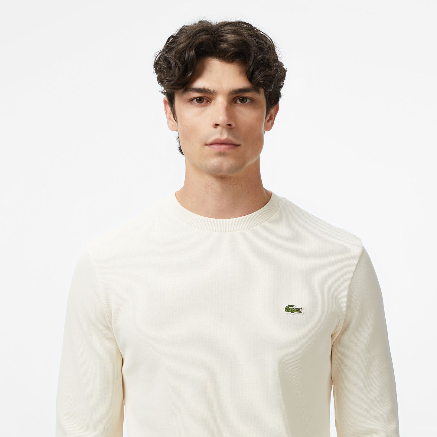 Lacoste Erkek Regular Fit Uzun Kollu Bisiklet Yaka Krem T-shirt
