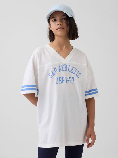 Beyaz Oversized Gap Athletic Logo Jersey T-shirt