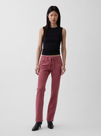 Pembe Low Rise Dantelli '90s Slim Jean Pantolon