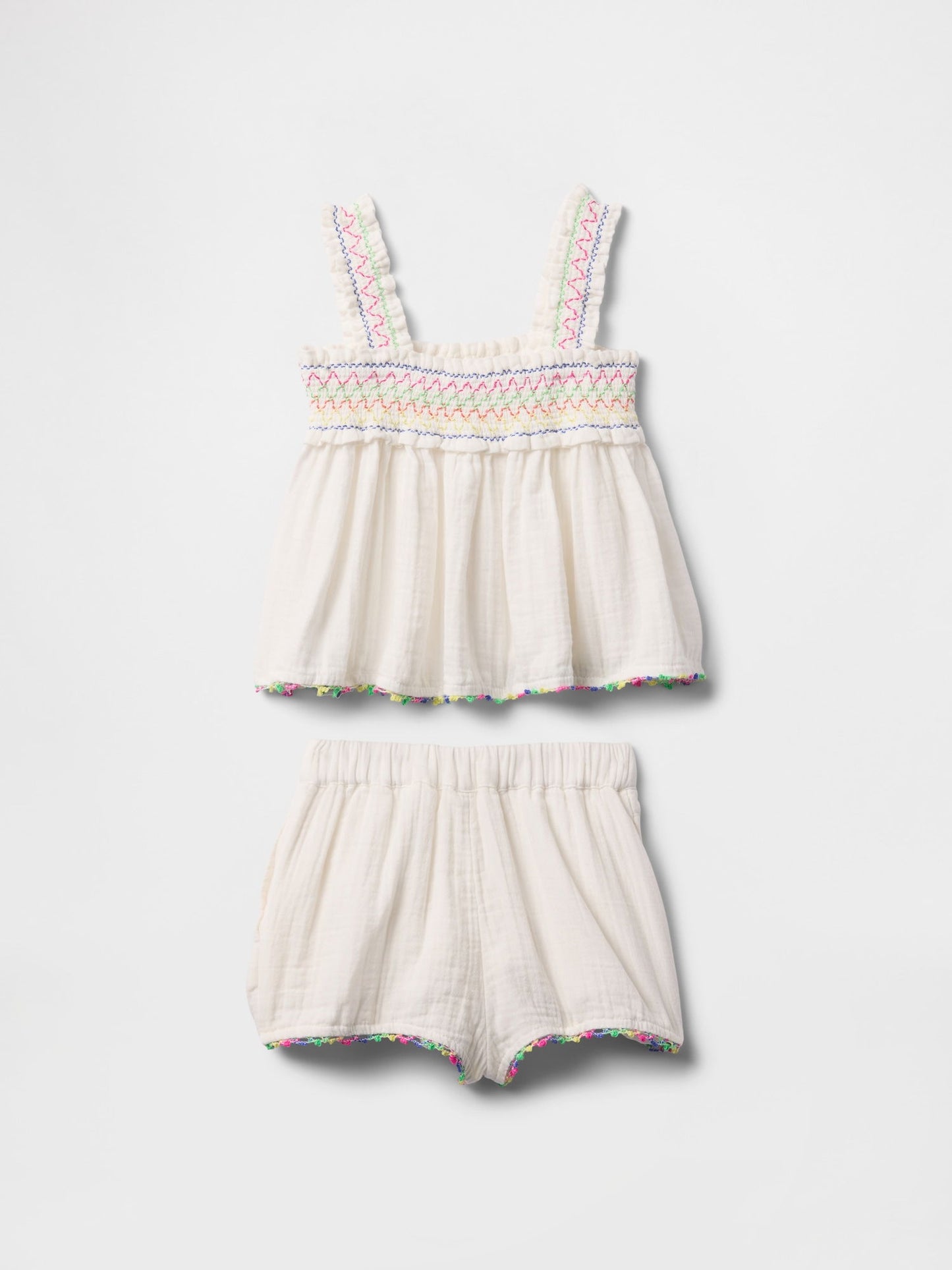 Beyaz Crinkle Gauze Outfit Set