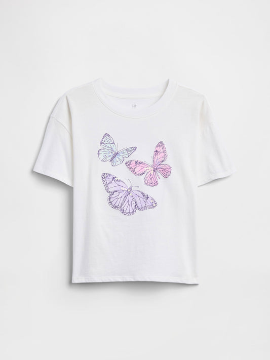 Beyaz Oversized Grafik Baskılı T-shirt