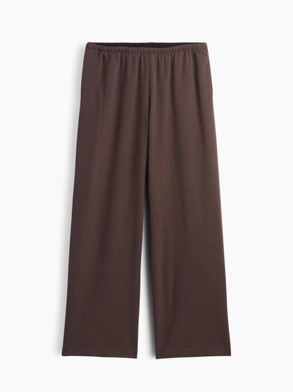 Kahverengi Brushed Twill Easy Wide-leg Pantolon