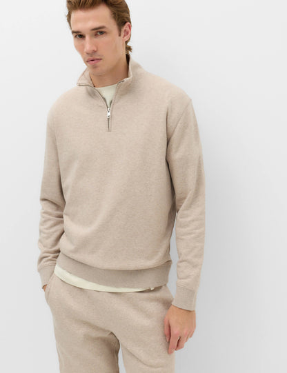 Pamuk Karışımlı Yarım Fermuarlı Sweatshirt
