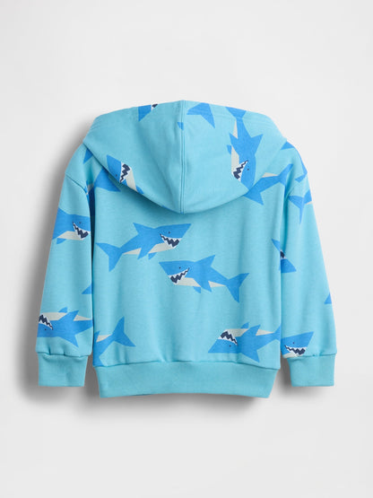 Açık Mavi Relaxed Logo Fransız Havlu Kumaş Fermuarlı Sweatshirt