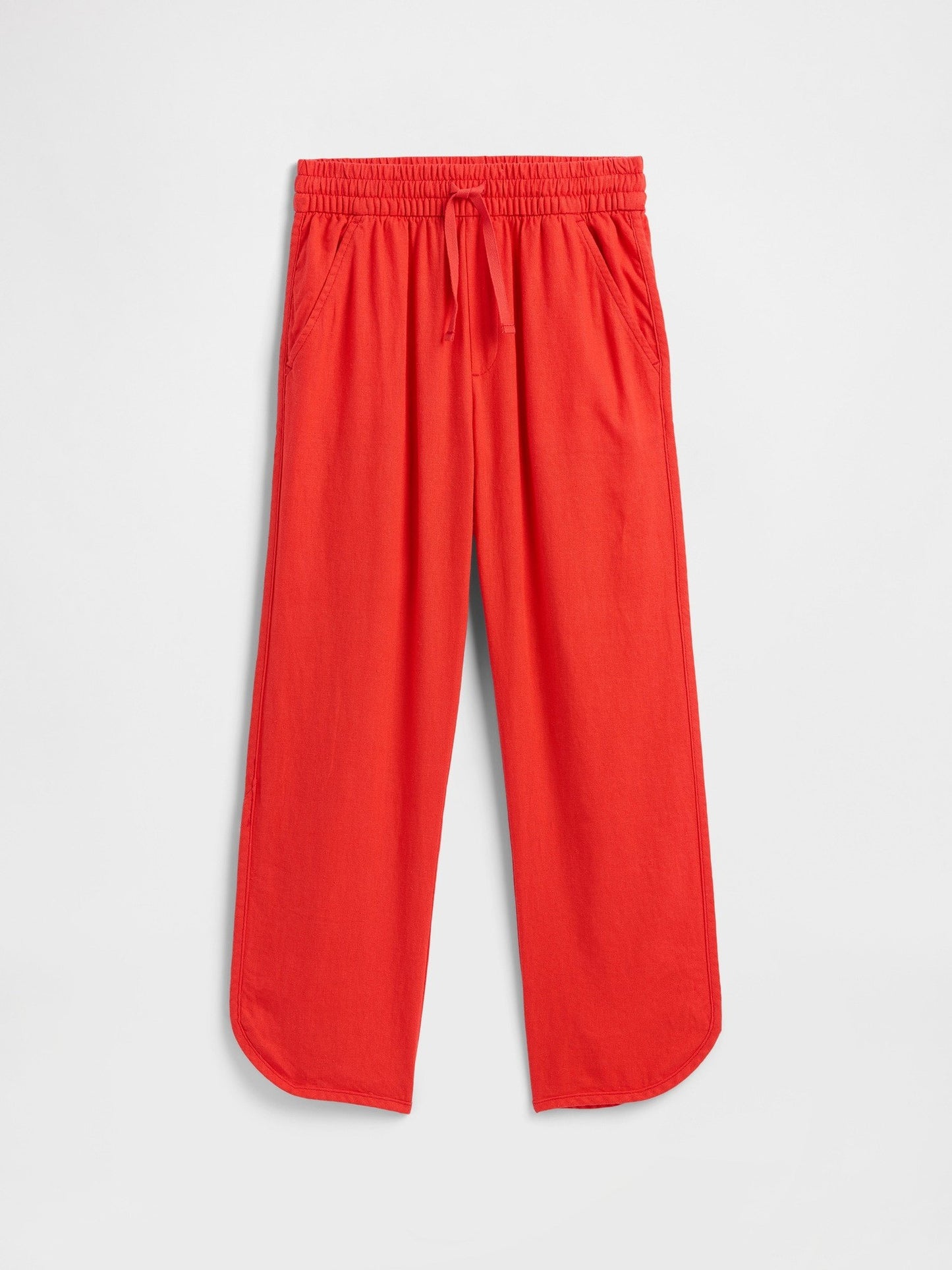 Kırmızı Pull-on Linen-blend Pantolon