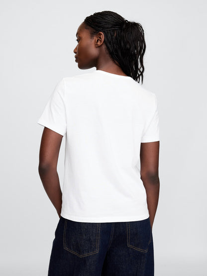 Beyaz %100 Pamuk Vintagesoft Bisiklet Yaka T-shirt