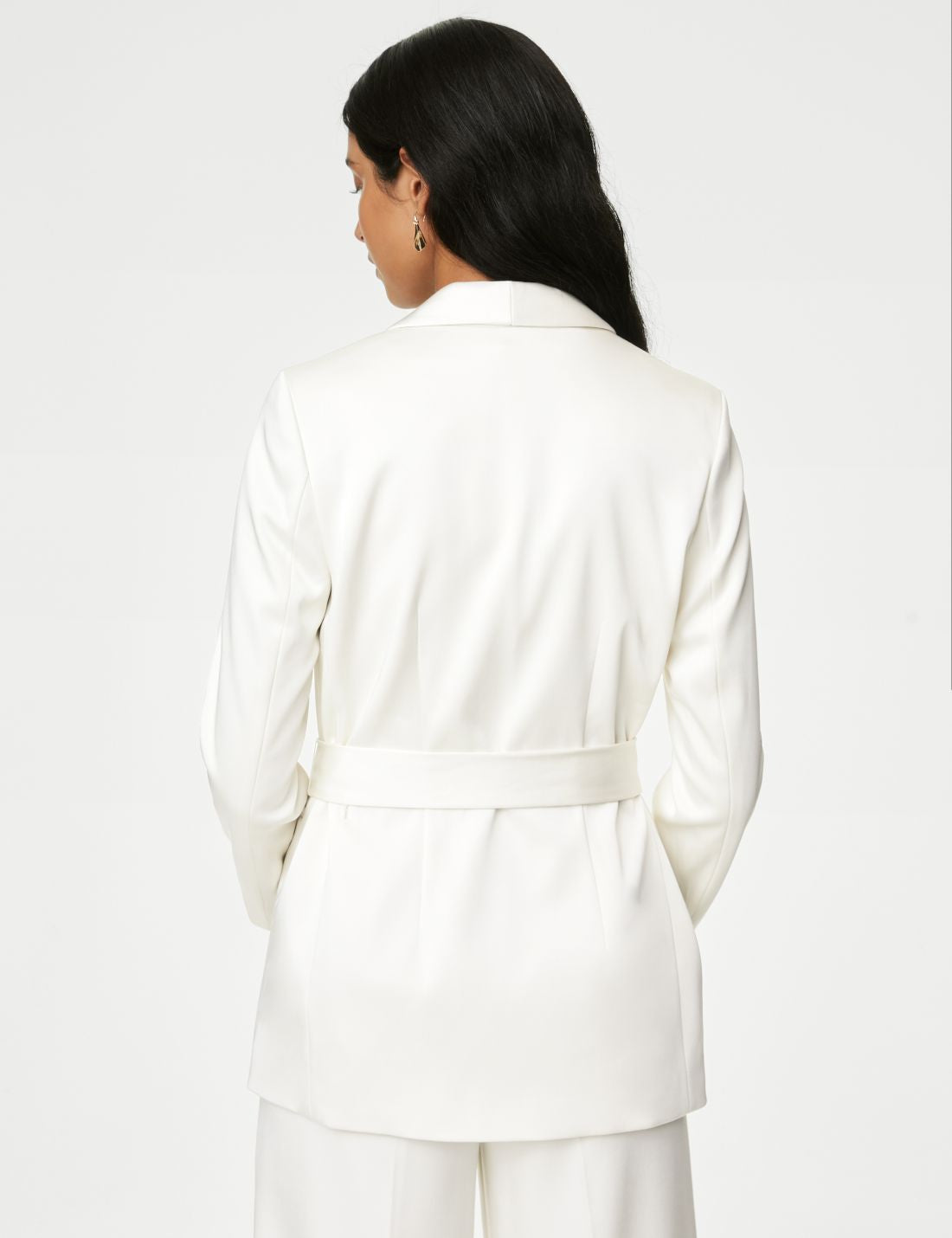 Regular Fit Kemerli Saten Blazer Ceket