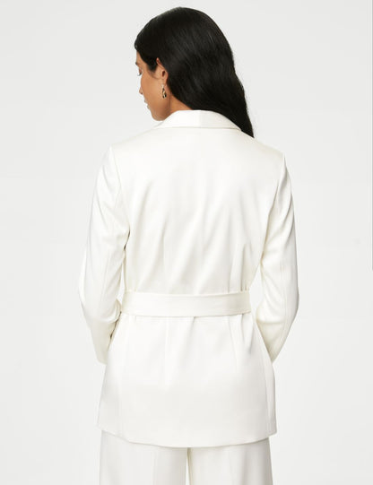 Regular Fit Kemerli Saten Blazer Ceket